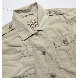 VTG Woolrich Men's Safari Chore Coat Barn Jacket Pockets S Beige Hunting Nature